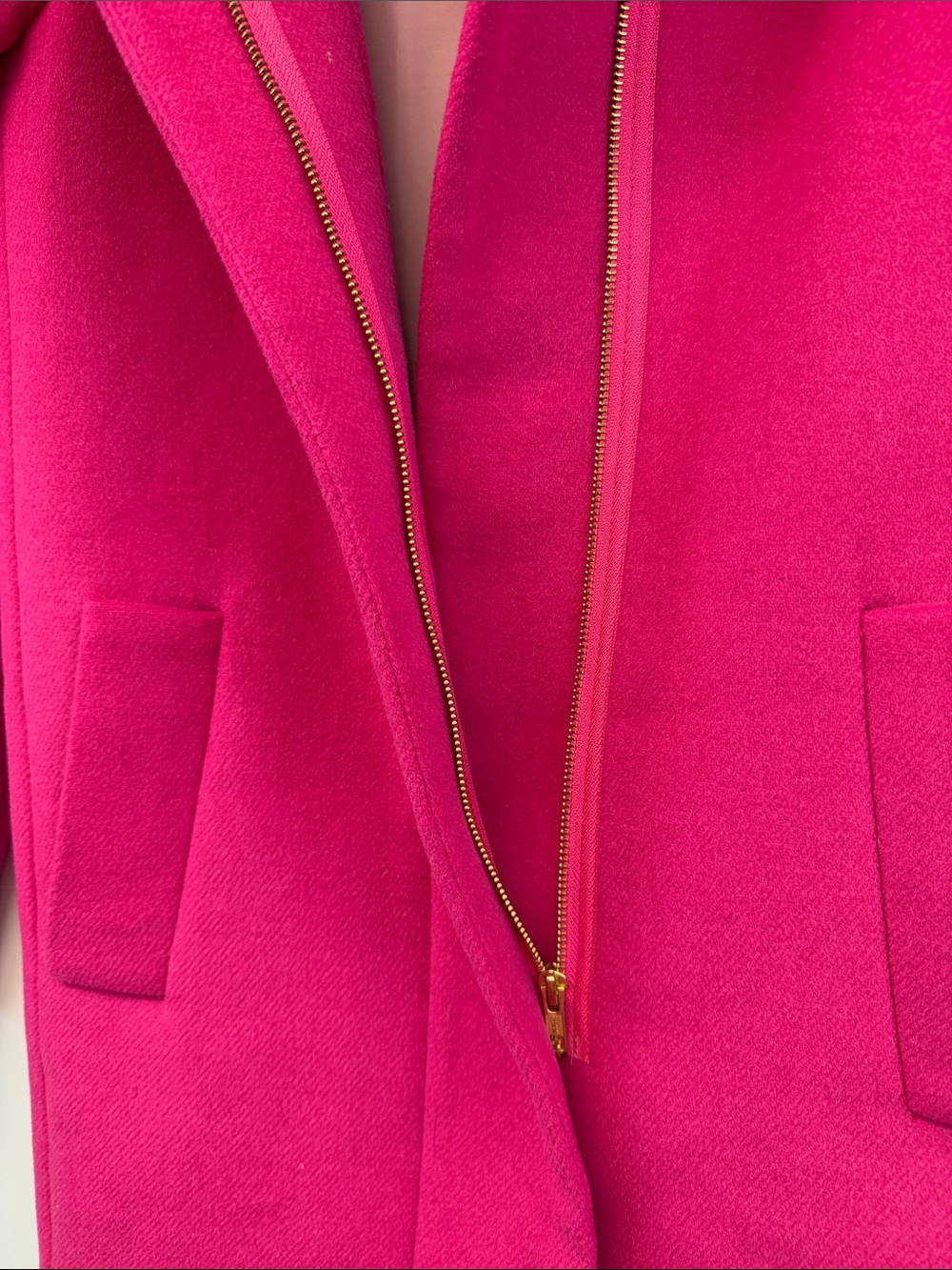 J.Crew City Coat Fuchsia Pink Wool Blend Stand Collar Hidden Button Women’s 2 - Picture 4 of 9